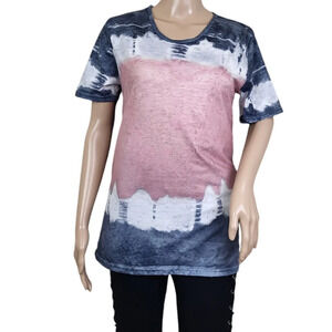 Womens Tie Dye T-Shirt Loose Fit O Neck Short Sleeve Shirt Casual